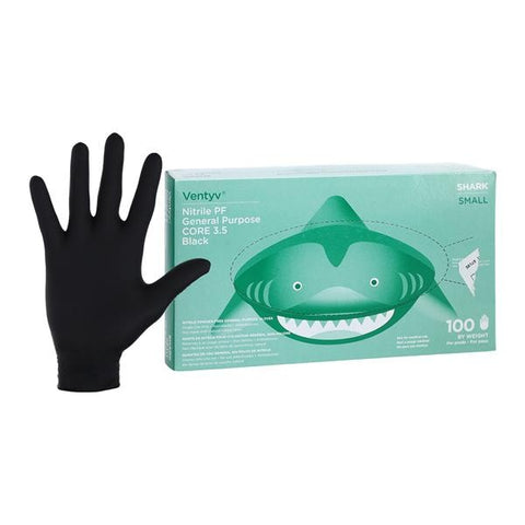 Ventyv -Shark Nitrile General Purpose Gloves Small Black, 10 BX/CA 10419103