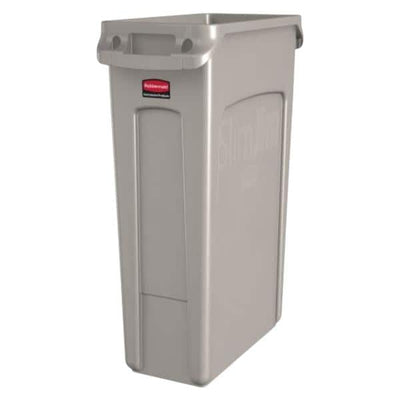 Newell Brands Dist. LLC Can Trash Slim Jim Resin No Lid Vented Beige 4 EA/CA Each, 4 EA/CA — FG354060BEIG