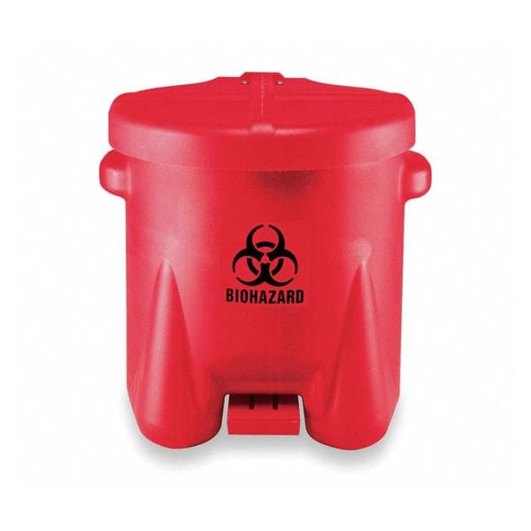 Grainger -Biohazard Waste Container 18x22x18" Red Polyethylene Gasketed Foot Pedal Lid Each 4RF68