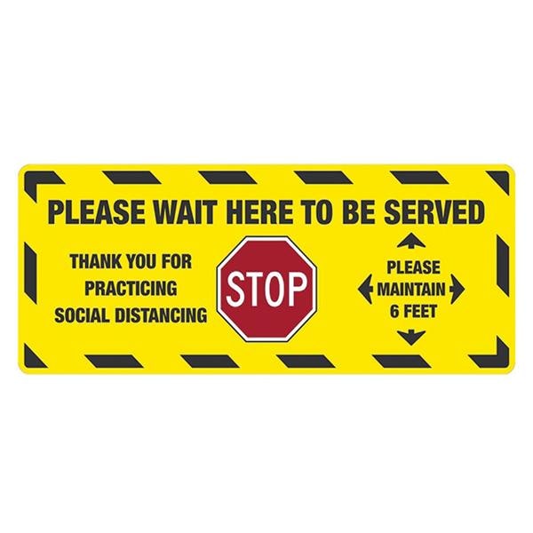 Alco Sales & Service Co. WAIT HERE TO BE SERVED SIGN 8" X 20" YELLW Each - 85789-3