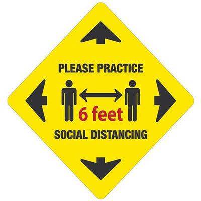 Alco Sales & Service Co. PRACTICE SOCIAL DISTANCE SIGN 12" X 12" YELLOW Each - 85791-1