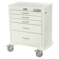 Harloff Manufacturing Crash Cart Emergency M-Series 22x36.75x37.25" Steel (5) Drawer Electronic Keypad Lock Short White Reusable With 24" Vertical Drawer Space Each - MDS3024E05