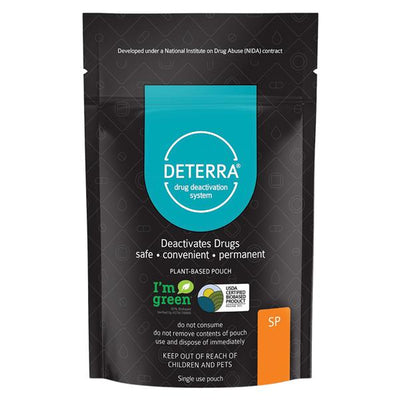 Verde Technologies Inc Deterra Drug Disposal System Small Stand Up Pouch 15 Pills/2oz/2 Patches Activated Carbon Small Each, 250 EA/CA - 7001-CASE