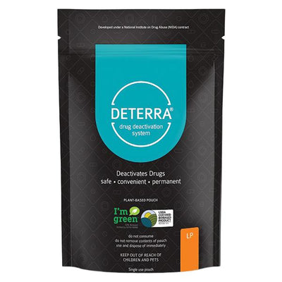 Verde Technologies Inc Deterra Drug Disposal System Large Stand Up Pouch 90 Pills/12oz/12 Patches Activated Carbon Large Each, 100 EA/CA - 7025-CASE