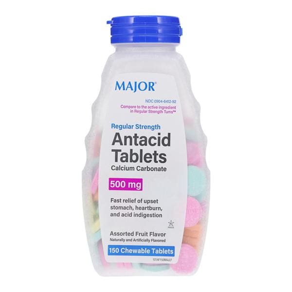 Major Pharmaceuticals Calcium Carbonate Chewable Tablets 500mg 150/Bottle - 700299