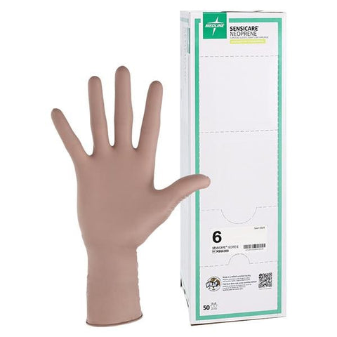 Medline Industries Inc -SensiCare Neoprene / Polychloroprene Surgical Gloves 6 Light Brown Chemo Approved, 4 BX/CA MSG6360