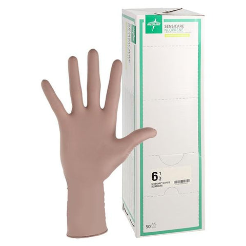 Medline Industries Inc -SensiCare Neoprene / Polychloroprene Surgical Gloves 6.5 Light Brown Chemo Approved, 4 BX/CA MSG6365