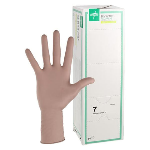 Medline Industries Inc -SensiCare Neoprene / Polychloroprene Surgical Gloves 7 Light Brown Chemo Approved, 4 BX/CA MSG6370