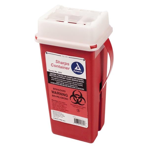 Dynarex Corporation -Sharps Container 2qt Red 10x4x4" Slide Lid Plastic Each, 60 EA/CA 4623