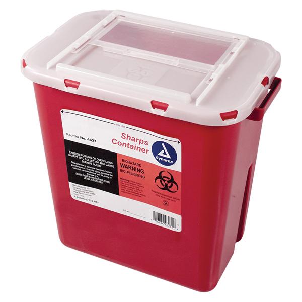 Dynarex Corporation -Sharps Container 2gal Red 11x7.3x14.2" Slide Lid Plastic Each, 24 EA/CA 4627