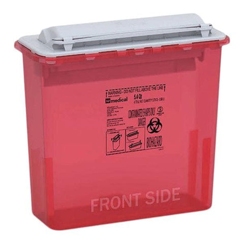Abm North America Corp -Sharps Container 5.4qt Red 12x12x9" Counterbalanced Lid Plastic Non-Sterile Disposable Each, 12 EA/CA 242468