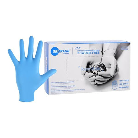 Sri Trang Gloves (thailand) -ViVa Nitrile Exam Gloves Large Ocean Blue Non-Sterile, 10 BX/CA 14012458