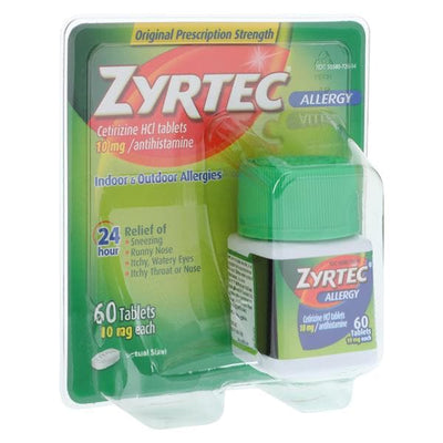 Johnson & Johnson Consumer Zyrtec OTC Antihistamine Tablets 10mg 60/Bottle, 24 BT/CA - 302066000