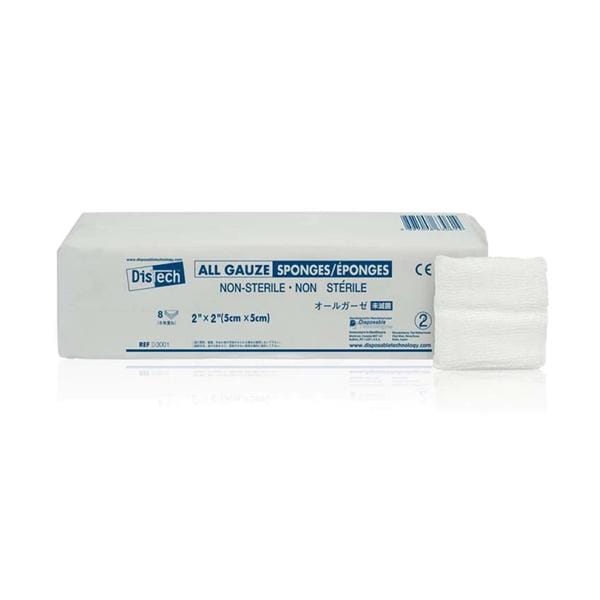 Medicom Distech Cotton Gauze Sponge 2x2" 8 Ply Non-Sterile LF, 25 BG/CA - D-3001