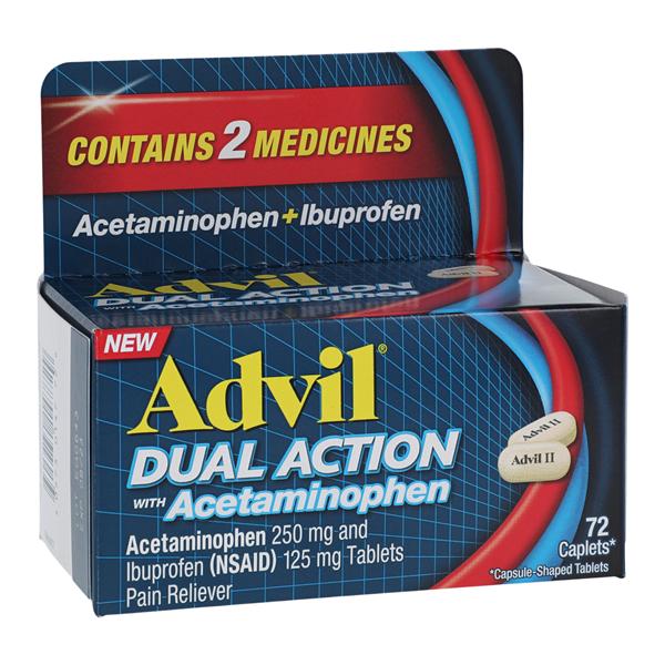 Haleon Company Advil Dual Action Caplets 125/250mg w/APAP 72/Bottle, 36 BT/CA - F00573014772