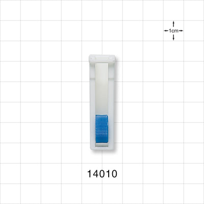 Roller Clamp, White Body, Blue Wheel; Assembled - Fits 0.189 inch OD Tubing (4.8 mm) - 14010