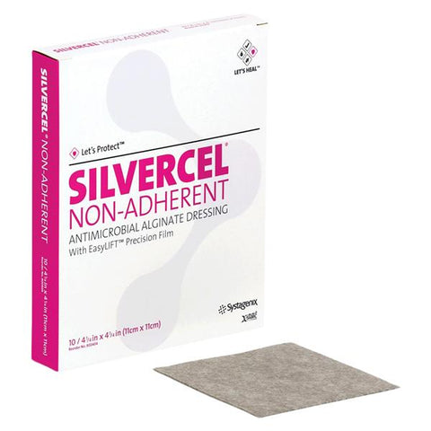 3M Medical Products Silvercel Alginate/CMC/Nylon Fibers Wound Dressing 4-1/4x4-1/4" NAdhs NAdhr, 5 CR/CA - 900404