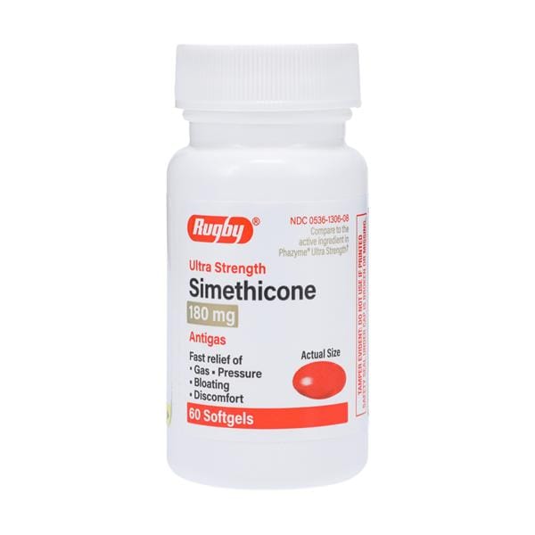 Major-Rugby Pharmaceuticals Simethicone Softgels 180mg 60/Bottle - 371041