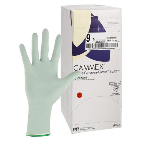 Ansell Healthcare Products LLC -Gammex Polyisoprene Surgical Gloves 9 White / Green Chemo Approved, 4 BX/CA 340082090