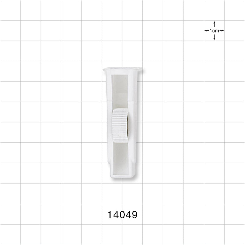 Roller Clamp with Click Stop, White Body, White Wheel; Assembled - Fits 0.256 inch OD Tubing (6.5 mm) - 14049