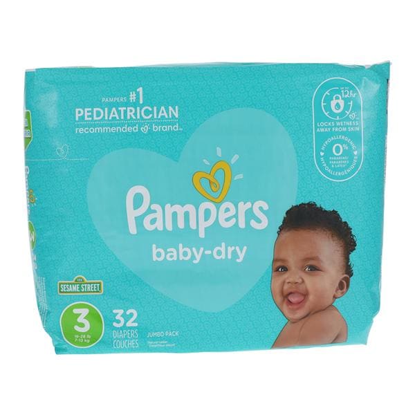 Procter & Gamble Dist Pampers Baby-Dry Diapers Size 3 16-28lbs 32/Package, 4 PK/CA - 00037000970774