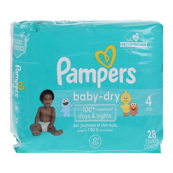 Procter & Gamble Dist Pampers Baby-Dry Diapers Size 4 22-37lbs 28/Package, 4 PK/CA - 00037000998280
