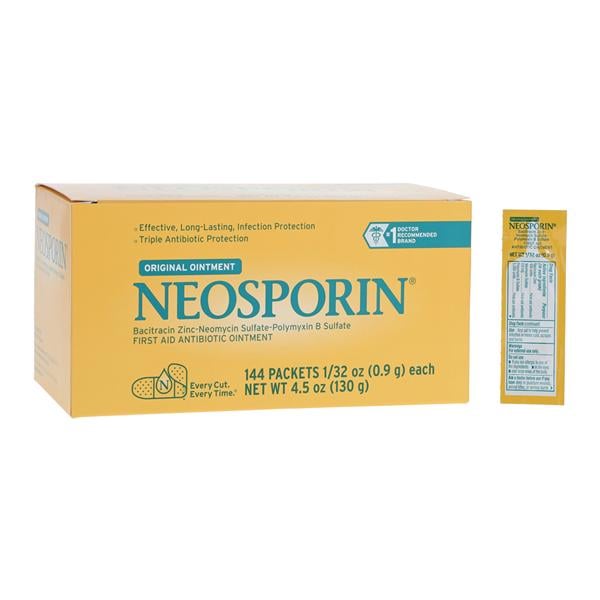 Johnson & Johnson Consumer Neosporin Ointment 1/32oz Foil Pack 144/Box, 12 BX/CA - 510425700