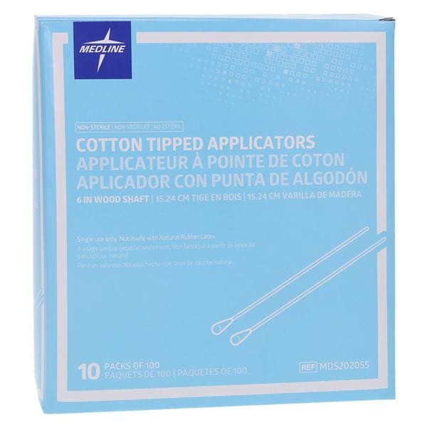 Medline Industries Inc -Cotton Applicator Cotton Tip Cotton Tip 6" Handle 6" Non Sterile 1000/Box, 10 BX/CA MDS202055