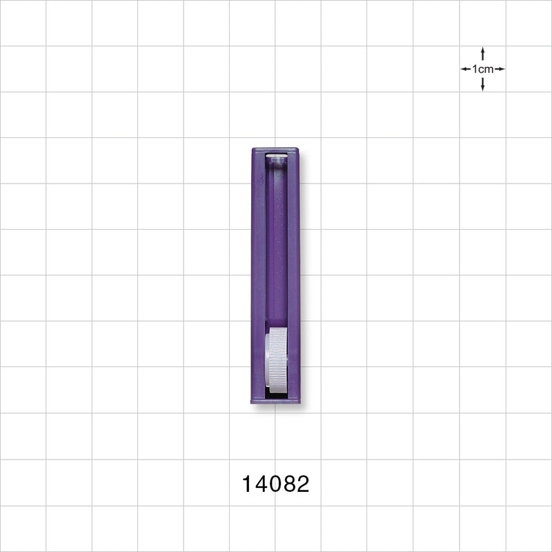 Roller Clamp, Purple Body, Natural Wheel; Assembled - Fits 0.118 inch ID x 0.161 inch OD Tubing (3 mm x 4.1 mm) - 14082