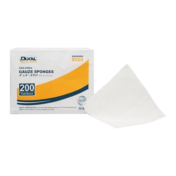 Dukal LLC Cotton Gauze Sponge 4x4" 8 Ply Non-Sterile, 20 BG/CA - 8509