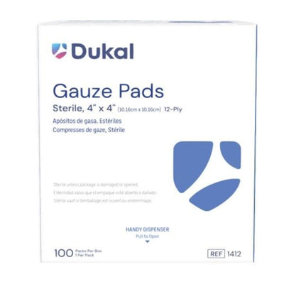 Dukal LLC Cotton Gauze Sponge 4x4" 12 Ply Sterile Square, 12 BX/CA - 1412