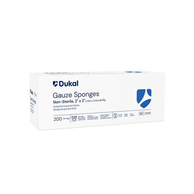 Dukal LLC Cotton Gauze Sponge 2" x 2" 8 Ply Non-Sterile Not Made With Natural Rubber Latex, 25 BG/CA - 2085