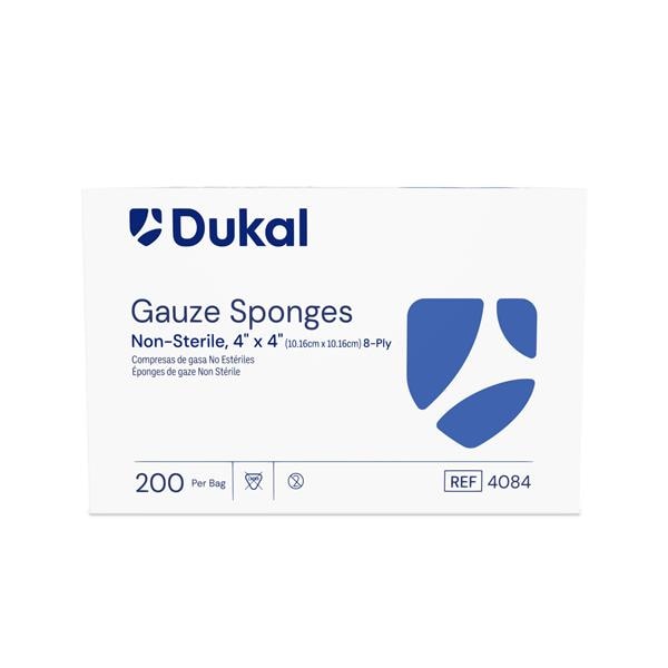 Dukal LLC 100% Cotton Gauze Sponge 4x4" 8 Ply Non-Sterile LF, 20 PK/CA - 4084