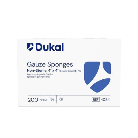 Dukal LLC 100% Cotton Gauze Sponge 4x4" 8 Ply Non-Sterile LF, 20 PK/CA - 4084