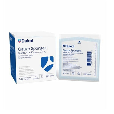 Dukal LLC 100% Cotton Gauze Sponge 4x4" Sterile Not Made With Natural Rubber Latex, 12 BX/CA - 6408