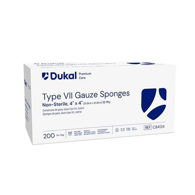 Dukal LLC Caliber 100% Cotton Type VII Gauze Sponge 4x4" 12 Ply Non-Sterile LF, 10 BG/CA- C84124