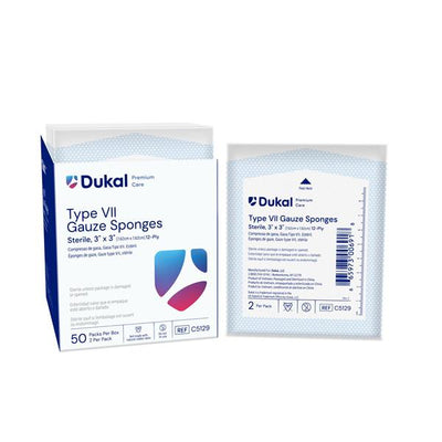 Dukal LLC 100% Woven Cotton Type VII Gauze 3x3" 12 Ply Sterile, 24 BX/CA - C5129