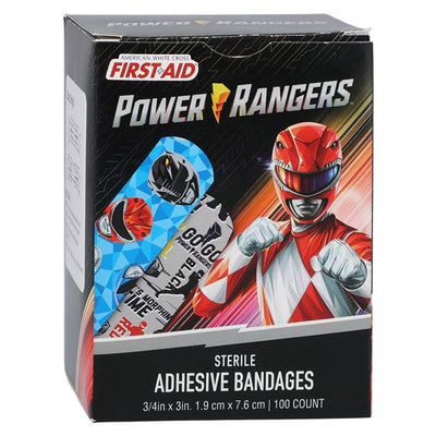 Dukal LLC -American White Cross Adhesive Bandage Plastic 3/4x3" Power Rangers Sterile 100/Box, 12 BX/CA 1087753