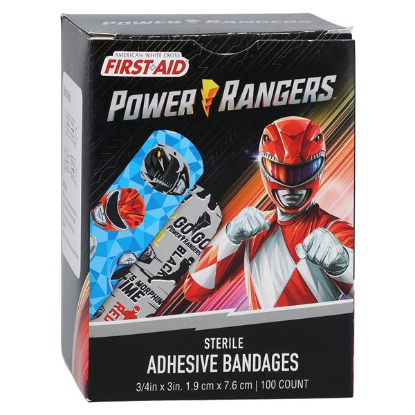 Dukal LLC -American White Cross Adhesive Bandage Plastic 3/4x3" Power Rangers Sterile 100/Box, 12 BX/CA 1087753