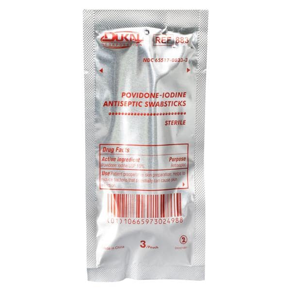 Dukal LLC Povidone Iodine Swabstick PVP Iodine 10% 4" - 883-500