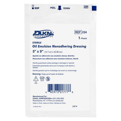 Dukal LLC Gauze Oil Emulsion Dressing 5x9" Sterile Non-Adherent LF - 224