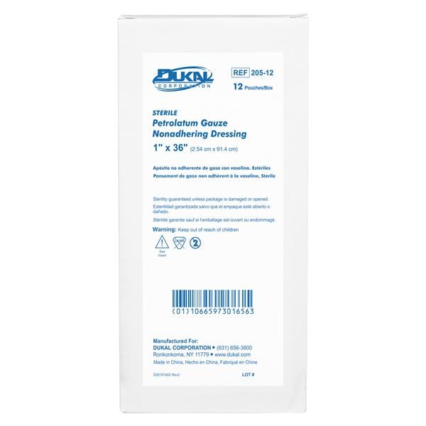 Dukal LLC Gauze Petrolatum Dressing 1x36" Sterile Not Made With Natural Rubber Latex - 205-12