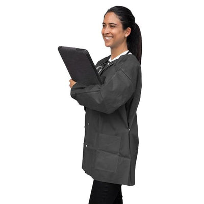 Dukal LLC -FitMe PPE Lab Jacket Not Rated Spnbnd / Meltblown / Spnbnd SMS Small Black 10/Bg, 5 BG/CA UGJ-6500-S