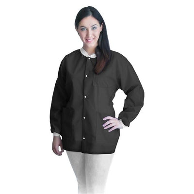 Dukal LLC -FitMe PPE Lab Jacket Not Rated Spnbnd / Meltblown / Spnbnd SMS Md Black 10/Bg, 5 BG/CA UGJ-6500-M