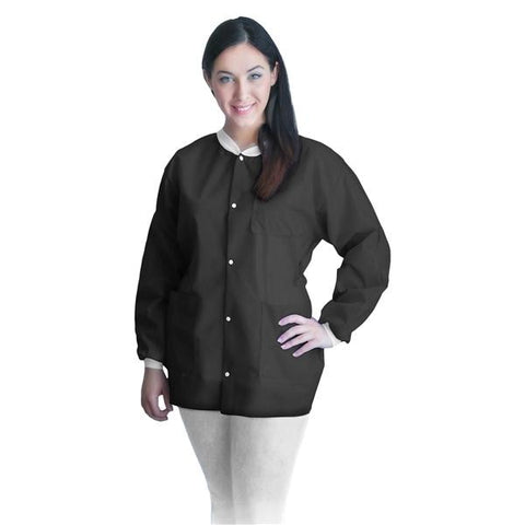 Dukal LLC -FitMe PPE Lab Jacket Not Rated Spnbnd / Meltblown / Spnbnd SMS Md Black 10/Bg, 5 BG/CA UGJ-6500-M