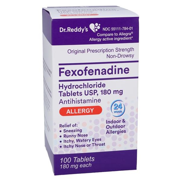 Dr Reddy's Fexofenadine HCl OTC Tablets 180mg Bottle 100/Bottle - 55111078401