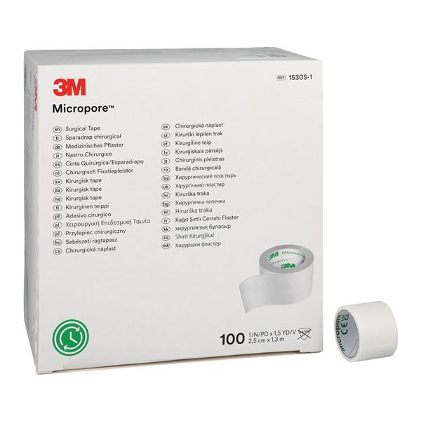 3M Medical Products -Micropore Surgical Tape Paper 1"x1.5yd White Non-Sterile 500/Case 1530S-1