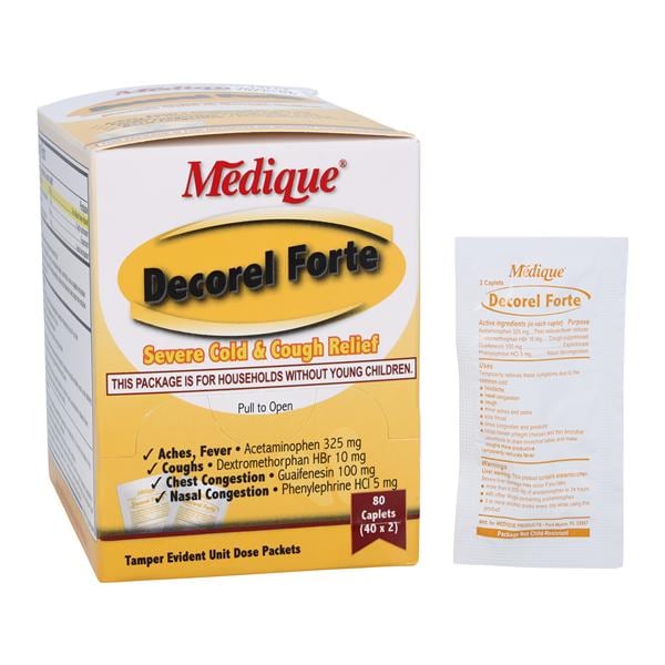 Medique Products Decorel Forte Cold Relief Caplets 325/10/100/5mg 40x2/Box - 43580