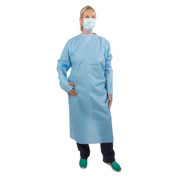 Tidi Products LLC TIDIShield Gown Gown AAMI Level 2 100% Polyethylene Arctic Blue 75/Ca - 8576A
