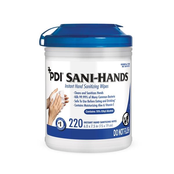 PDI Professional Disposables Sani-Hands Sanitizing Hand Wipes Canister 220/Cn, 6 CN/CA - P15984